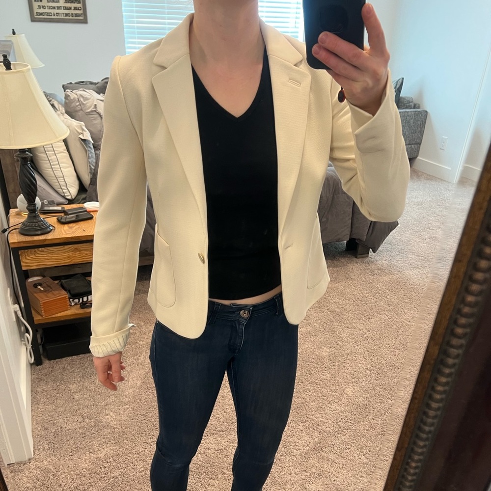 Soft white blazer from Anthropologie